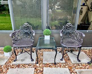 Moultrie Mfg. Co.  Cast Iron Lyre Back Chairs