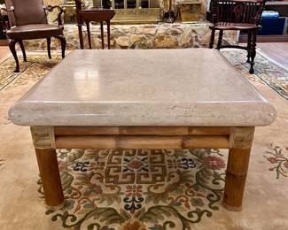 Henredon Bamboo and Travertine Coffee Table