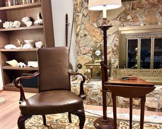 Georgian Chippendale Chair, Ratchet Floor Lamp, Handkerchief Table