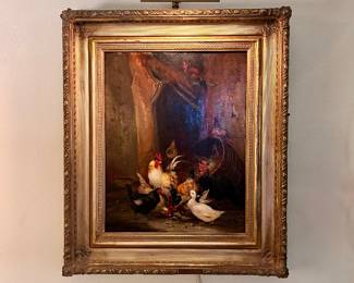 Barnyard Oil on Wood - Claude Guilleminet