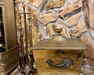 Antique Brass Kindling Bin