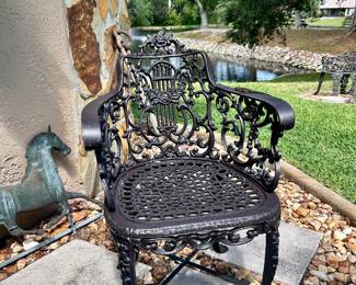 Moultrie Mfg. Co.  Cast Iron Lyre Back Chairs