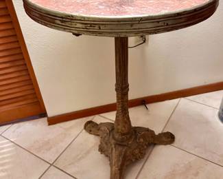 19th Century French Cast Iron Marble Top Bistro Table