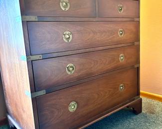 Antique Mahogany Military Campaign Chest of Drawers