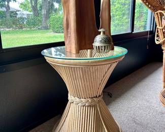 Vintage Bamboo Circular Side Table