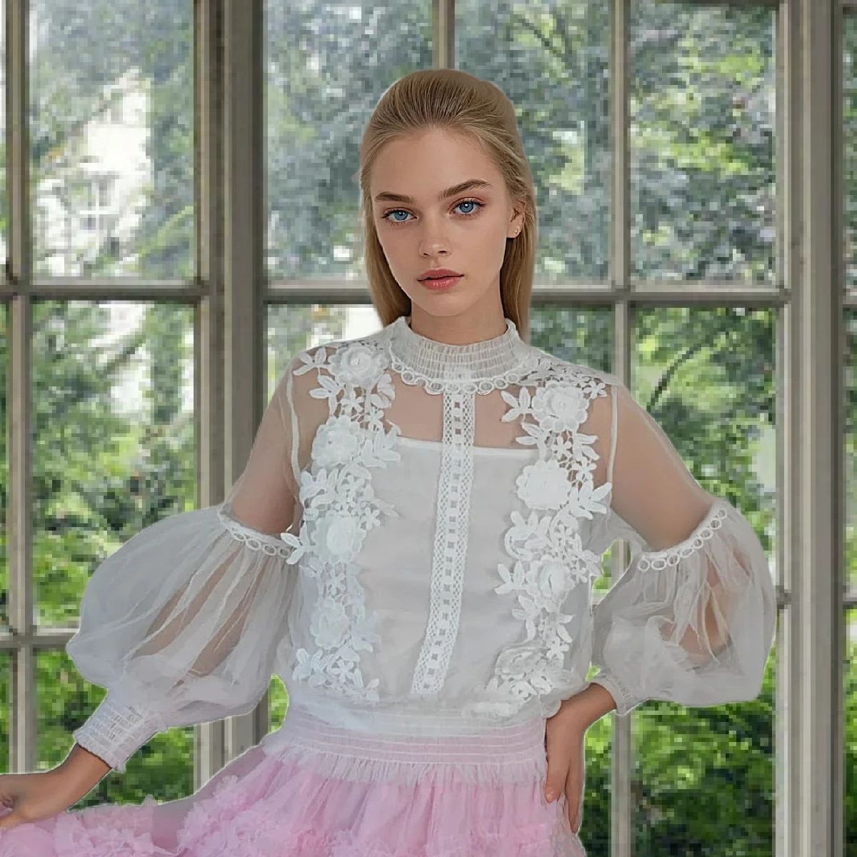 whitetullevictorian top