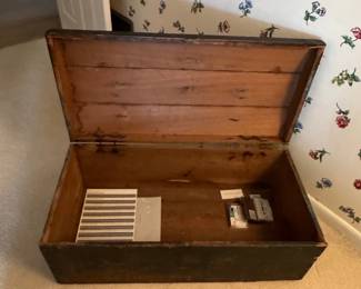 Antique Wooden Steamer Trunk / Seaman's Chest