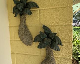 Pair of Cast Aluminum Palm Tree Wall Decor