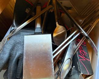 Assorted Barbecue Utensils and Grilling Accessories
