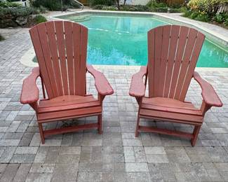 Pair of Highwood Red Adirondack Chairs