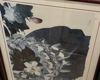 Signed Floral Lithograph by S. Romano