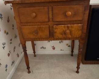 Antique Pine Two-Drawer Sewing Table