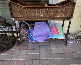 Vintage Wicker Bassinet Cradle with Storage Shelf