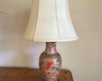 Chinese Export Porcelain Vase Lamp with Famille Rose Motif