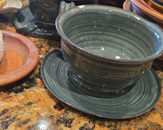 Handmade Ceramic Soup Bowls with Saucers