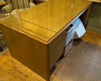 Oak Executive Desk with Glass Top