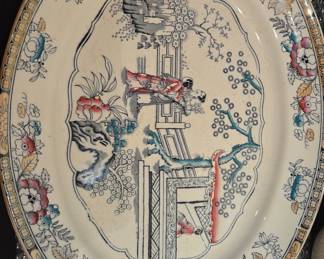 Antique Chinoiserie Transferware Platter