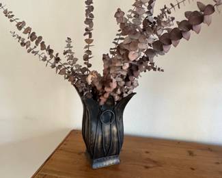 Dried Eucalyptus Arrangement in Metal Vase