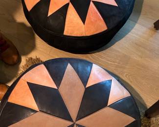 Moroccan Leather Pouf Ottoman