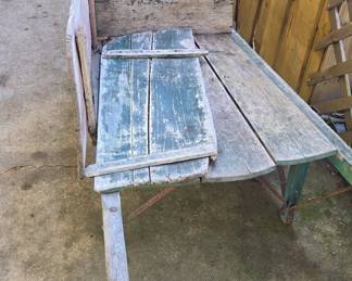 Vintage Wooden Wheelbarrow Bench