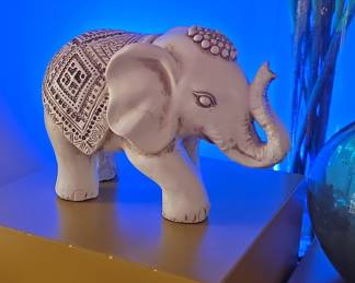 Distressed White Elephant Figurine