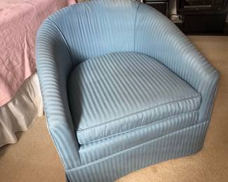 Blue Striped Barrel Chair