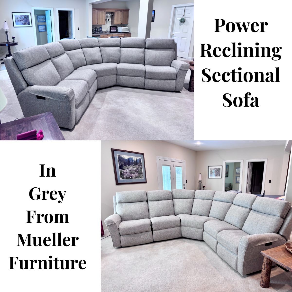 Smooth Brothers Newer Grey Power Reclining Sectional Sofa