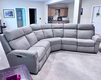 Newer Grey Power Reclining Sectional Sofa