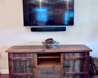 Reclaimed Wood Console Table and Flatscreen TV