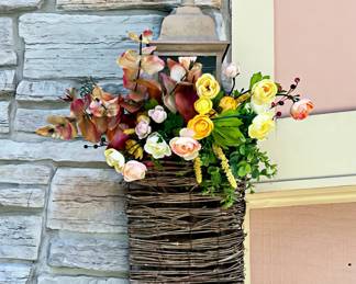 2 Woven Baskets with Faux Floral