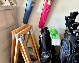 Saw Horses, Folding Chairs and Golf Items