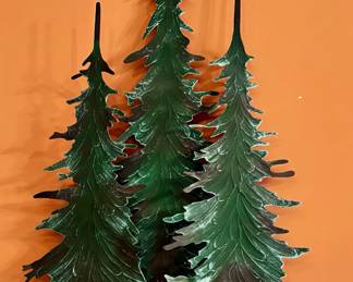 3D Metal Log Cabin Wall Art