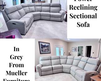 Smooth Brothers Newer Grey Power Reclining Sectional Sofa