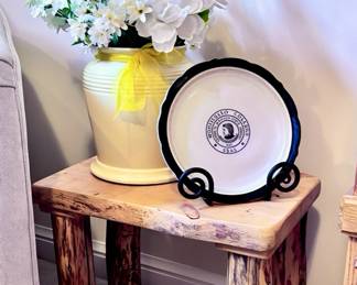 Log Cabin Style End Table and Décor 