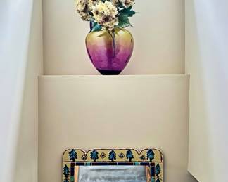 Mirror and Large Vase with Faux Floral