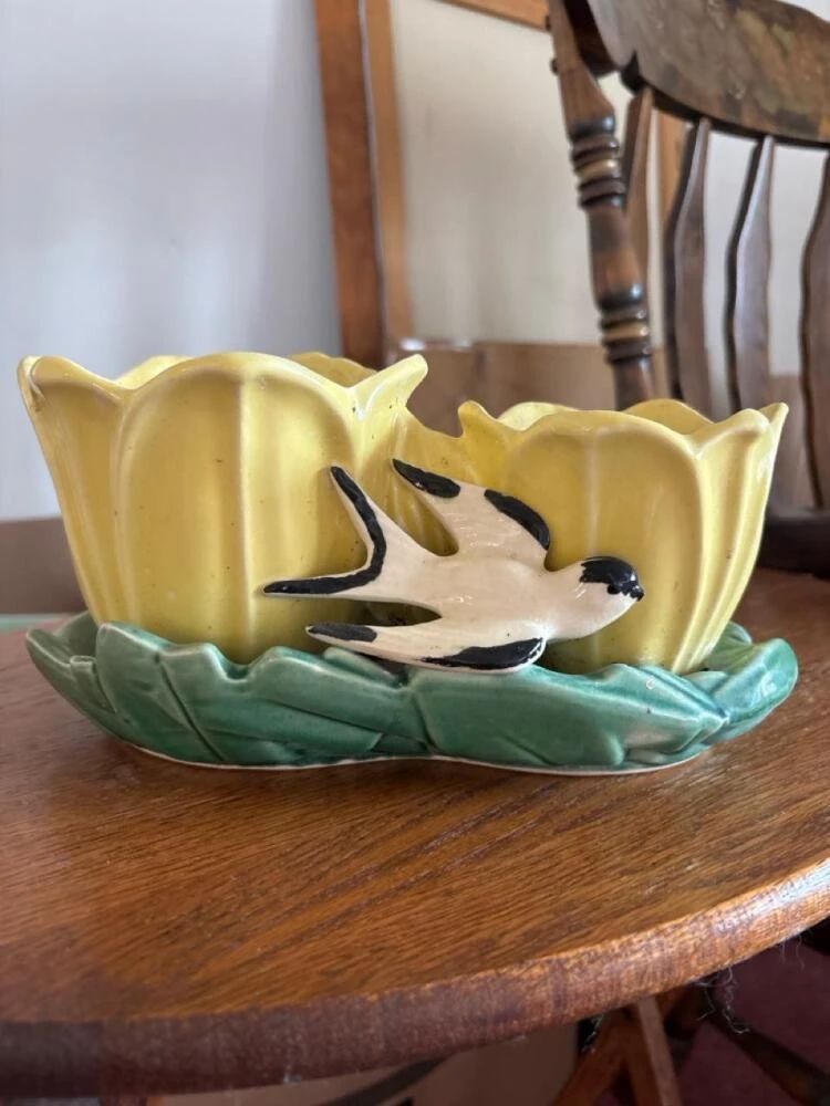 001 vintagemccoydoubletulipplanterwith