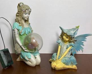 038 pairofpaintedresingardenfairystatu