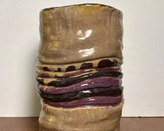 298 handmadestudiopotteryglazedvasewith