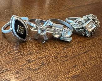 516 setof4silvertonecostumejewelryrin