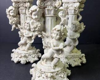 440 setof3baroquecherubcandleholderso