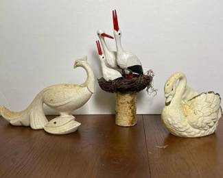 295 threedecorativebirdfigurinespeacock