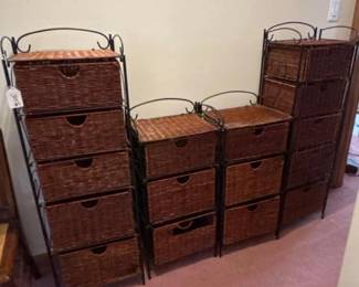 265 setof4wickermetaldrawerstorageuni