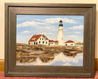135 framedtretinilighthousecoastalpainti