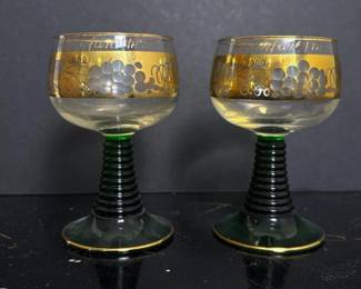 071 vintageglasswinegobletswithgreenst