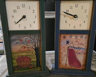 242 pairofhandcraftedfolkartmantelcloc