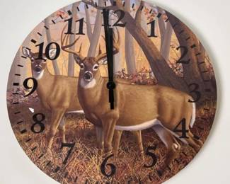 163 rusticdeermotifwoodwallclock
