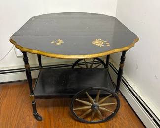 290 vintageblackwoodteacartwithhandpa