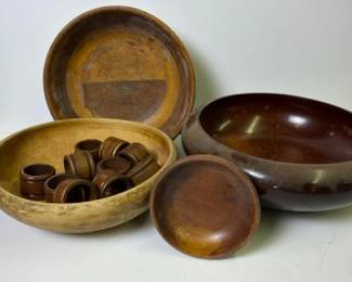 213 largevintagewoodenbowlsetwith10na