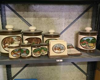 232 vintagehandpaintedceramickitchencan