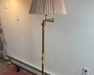 046 brassswingarmfloorlampwithpleated